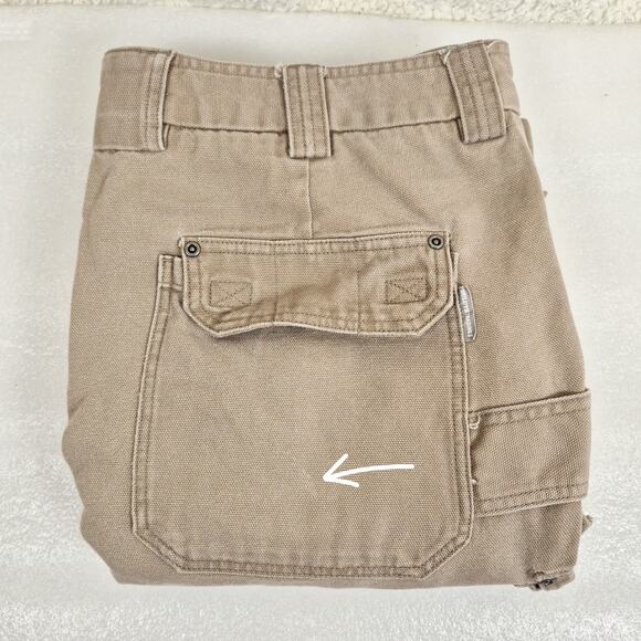 Duluth Trading Co Cargo Pants Mens 42x34 Khaki Relaxed Fit Work Utility Pockets - Picture 9 of 14